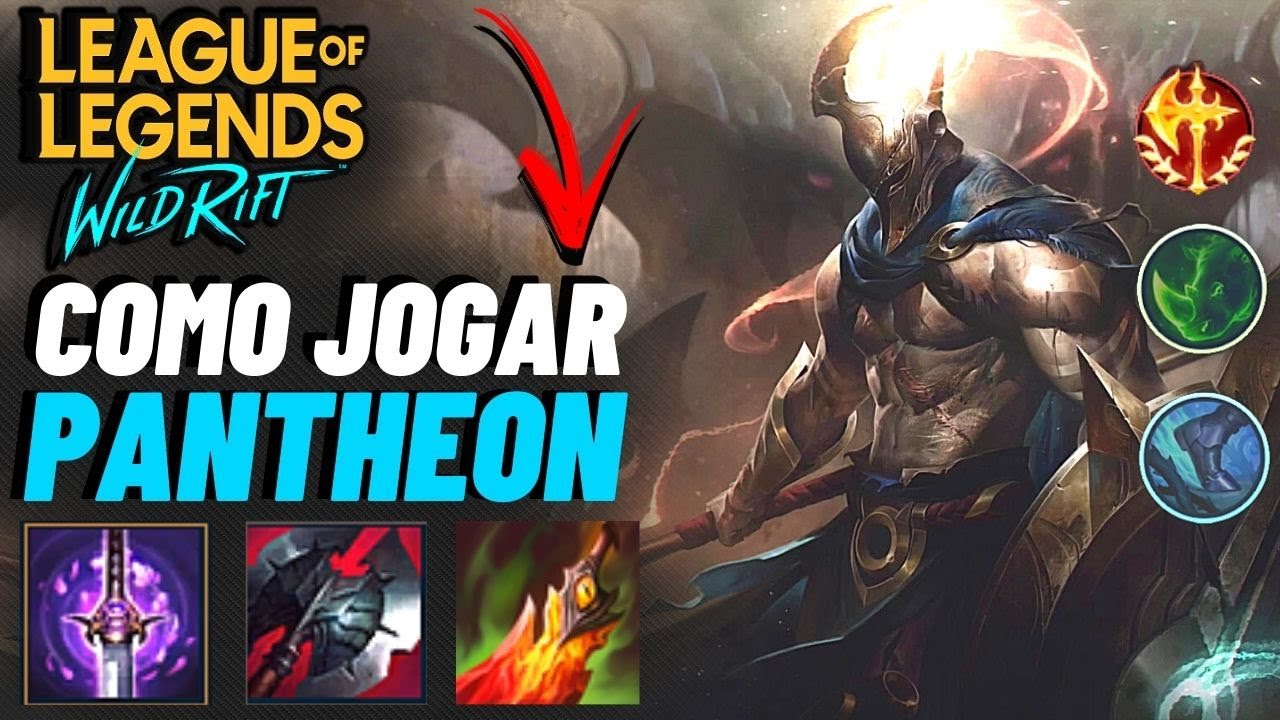 COMO JOGAR De PANTHEON No WILD RIFT! BUILD RUNAS COMBOS GUIA COMPLETO LOL MOBILE!