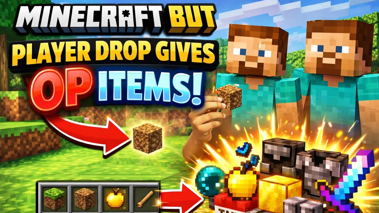 Minecraft, But Player Drops Items Turn Into Legendary Items! 😎🤯