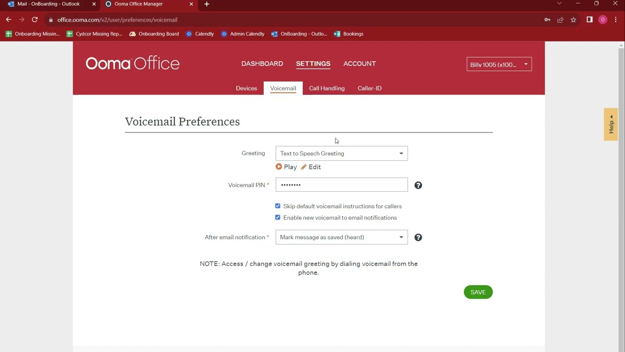 Ooma Office Onboarding - User Account
