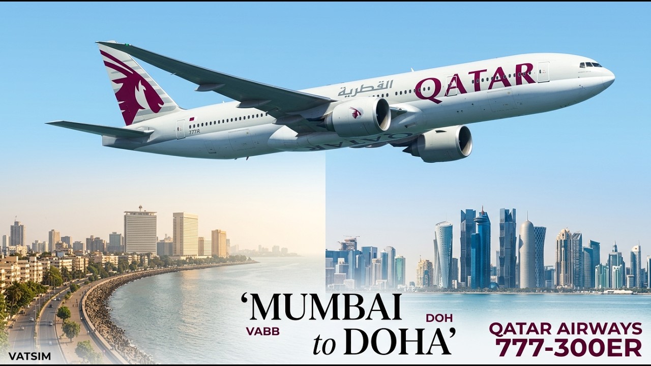 🛫 🌅Mumbai ➜ Doha LIVE | Qatar Airways 777-300ER | MSFS 2020🏔️🛫#fly  #live