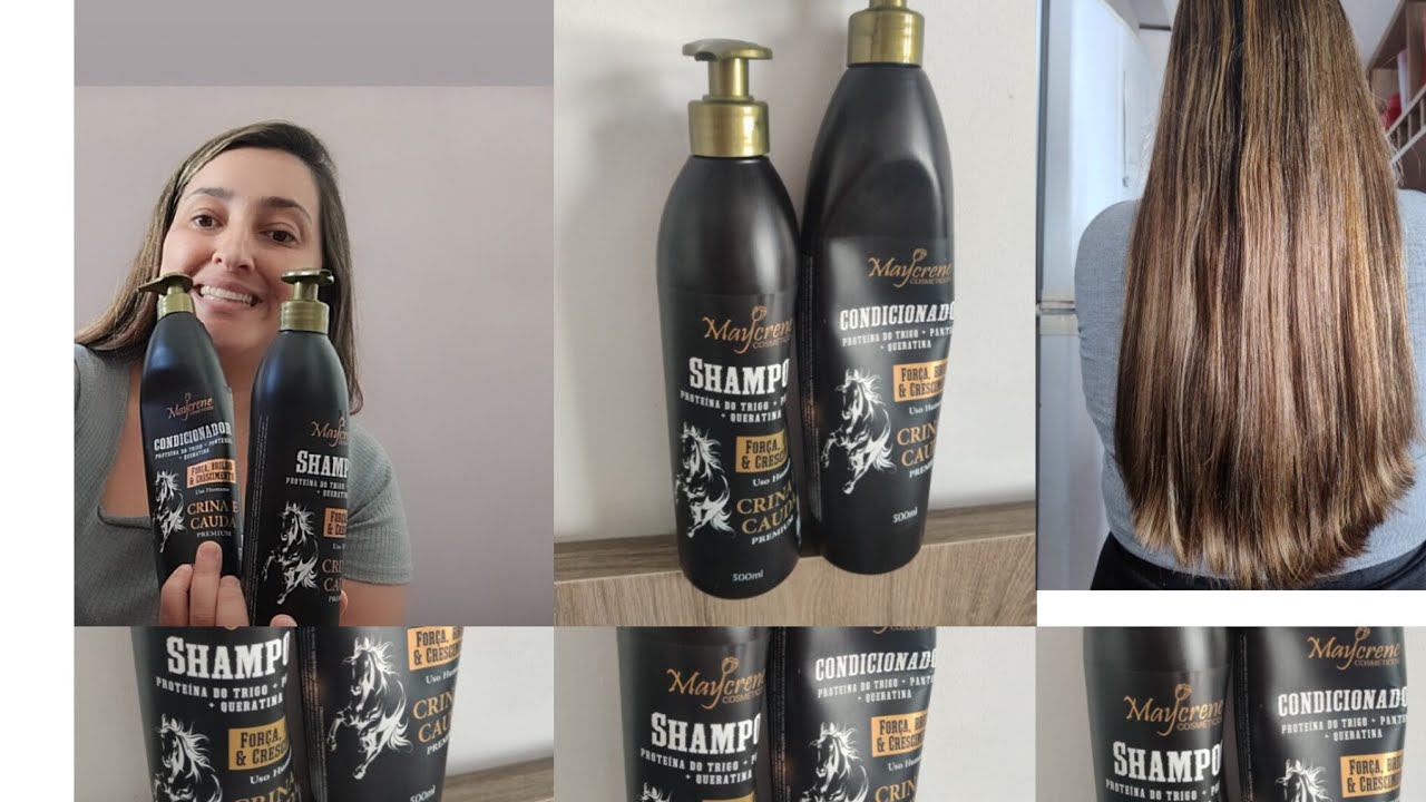 Shampoo e condicionador Maycrene Crina e cauda força,brilho e crescimento 🥰