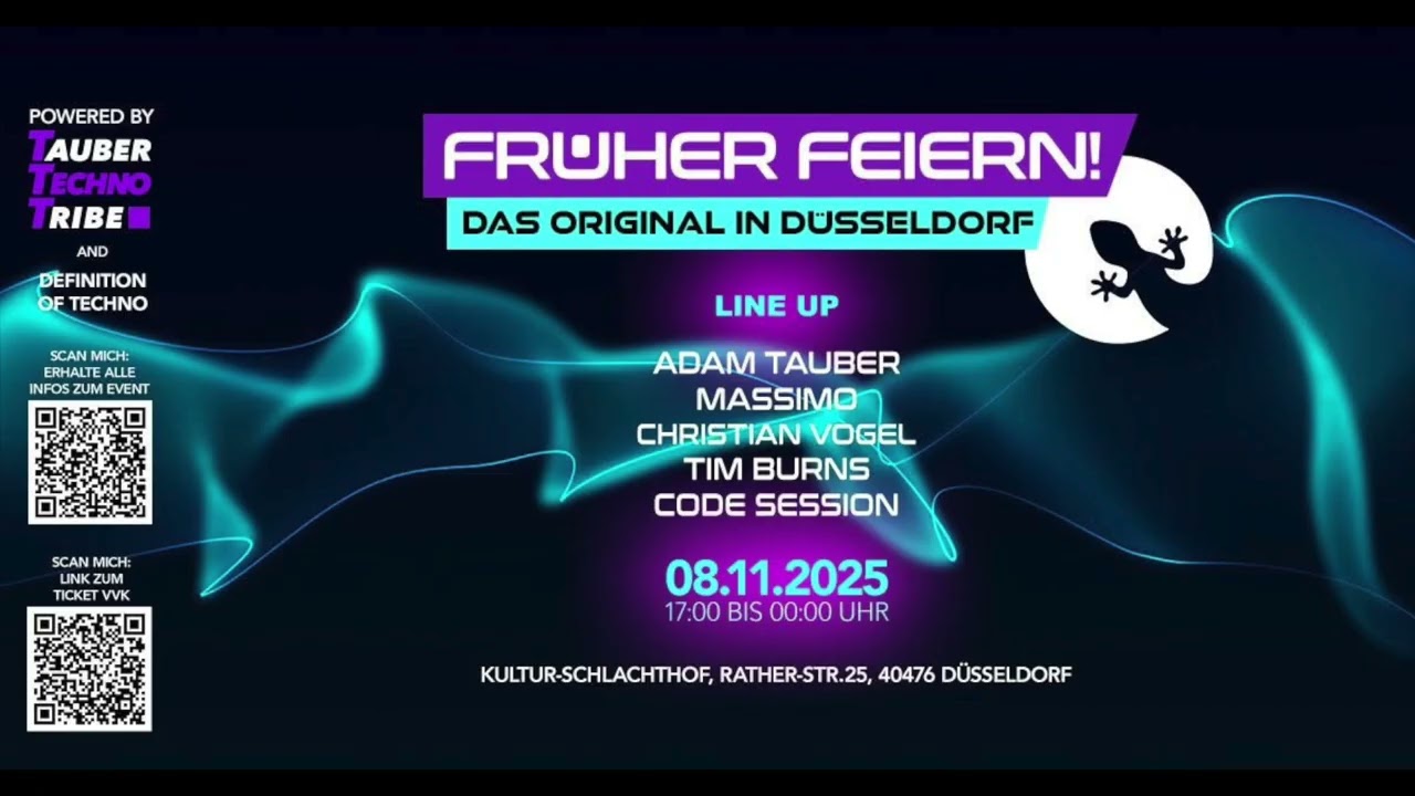 FRÜHER FEIERN! 08. November 2025 - Christian Vogel, Adam Tauber, Massimo