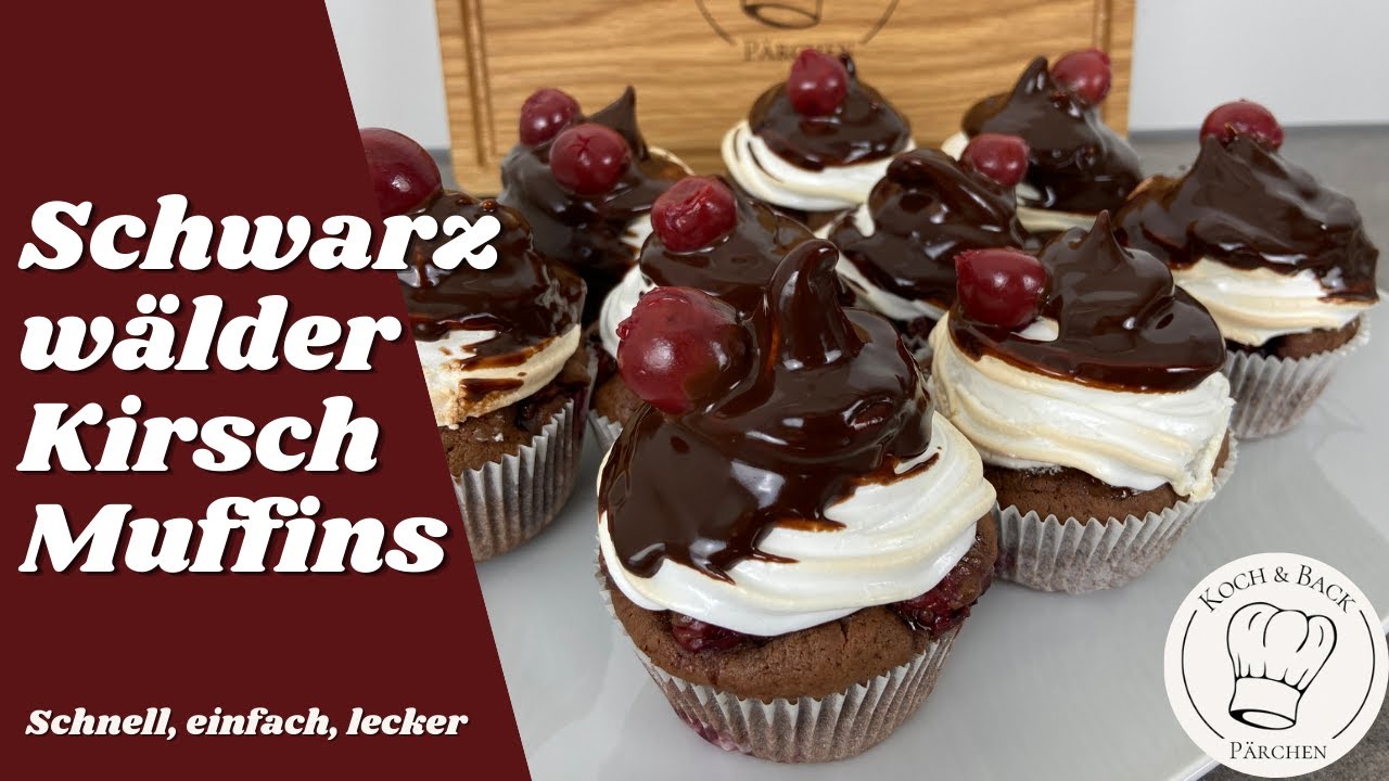 🍒Schwarzwälder Kirsch Muffins🧁 Rezept mit Baiser und Schokoguss 🧁 Kirschtorte Cupcake