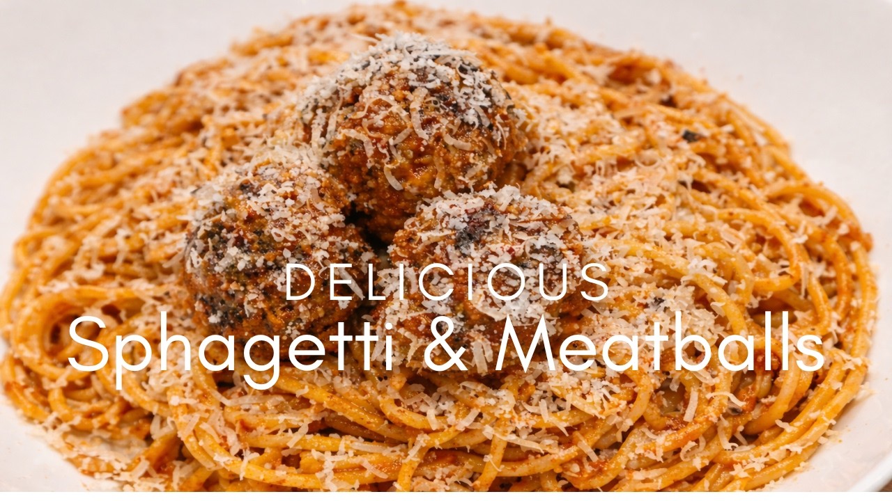 DELICIOUS Homemade Meatballs/Roasted Tomato Sauce with spaghetti