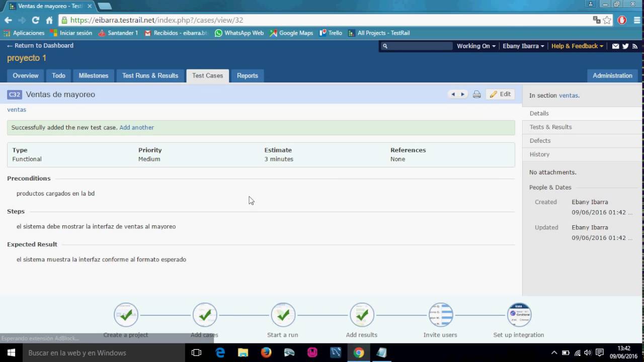 TestRail - Crear Casos de Prueba
