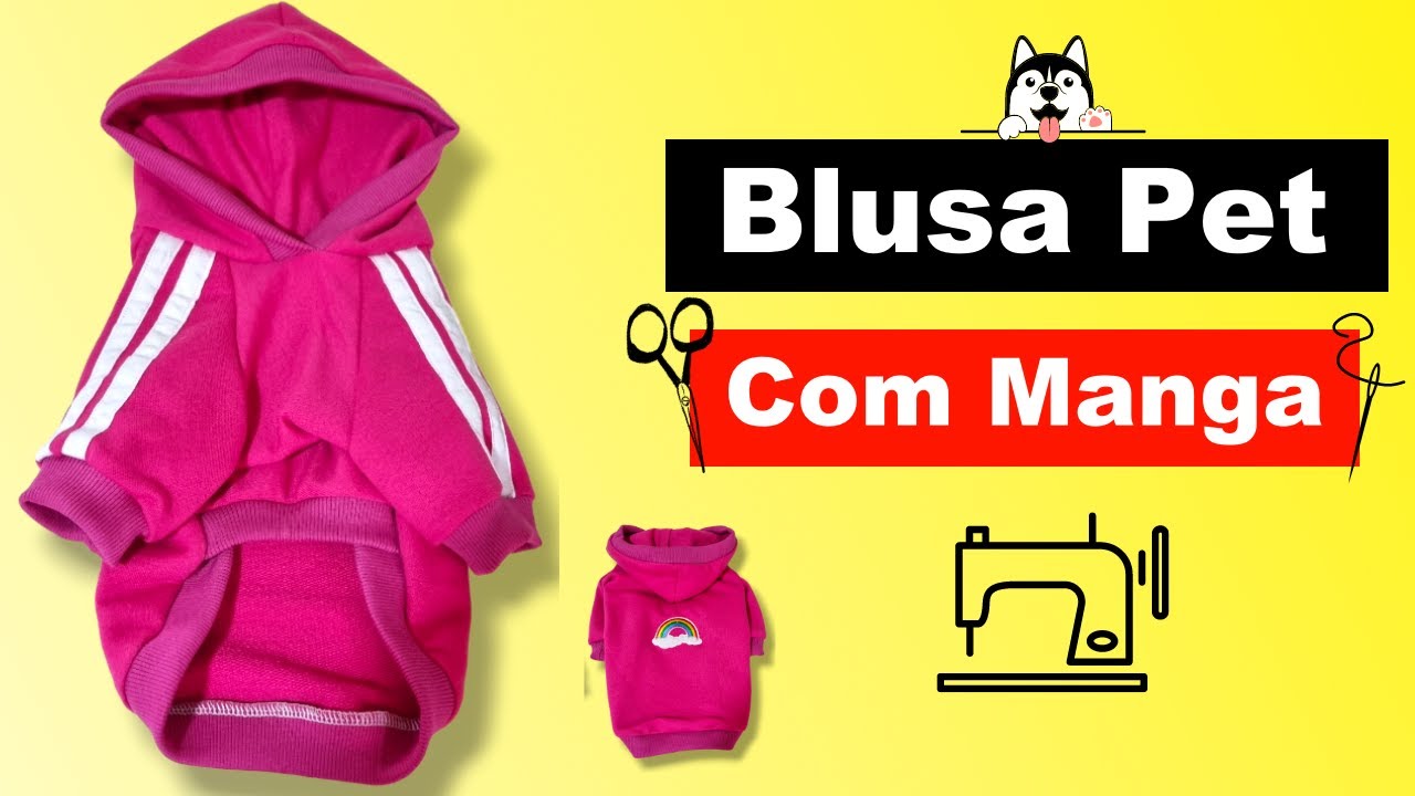Roupa Pet Blusa Com Manga Raglan e Capuz/ Costura Pet