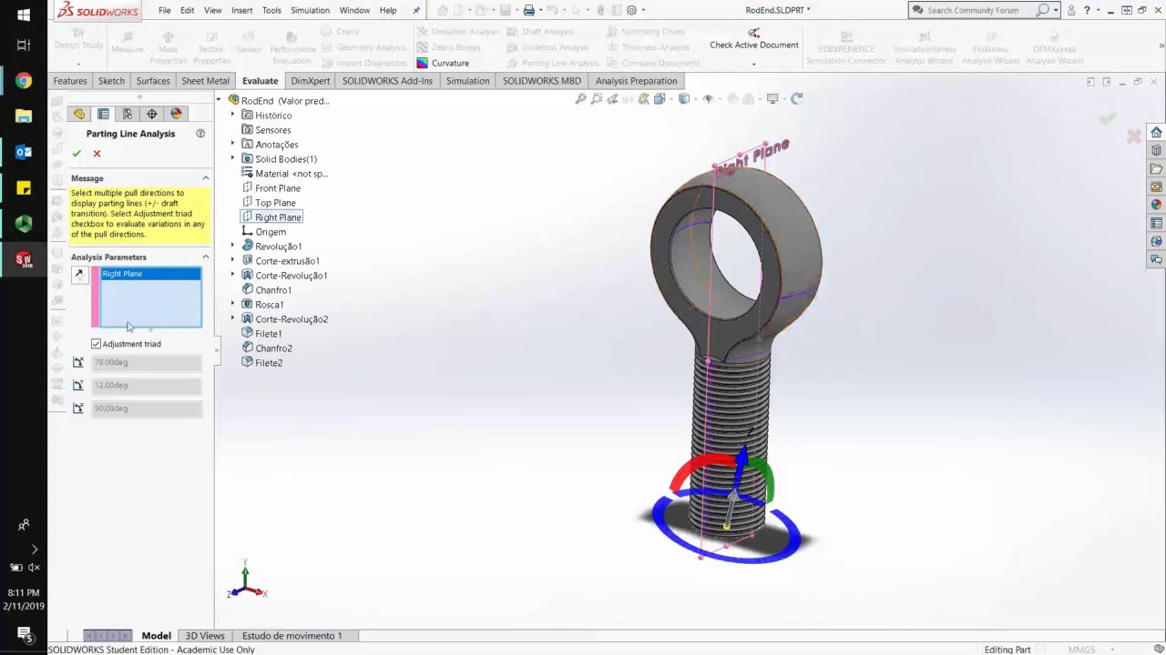 Parting Line Analysis in SolidWorks Tutorial