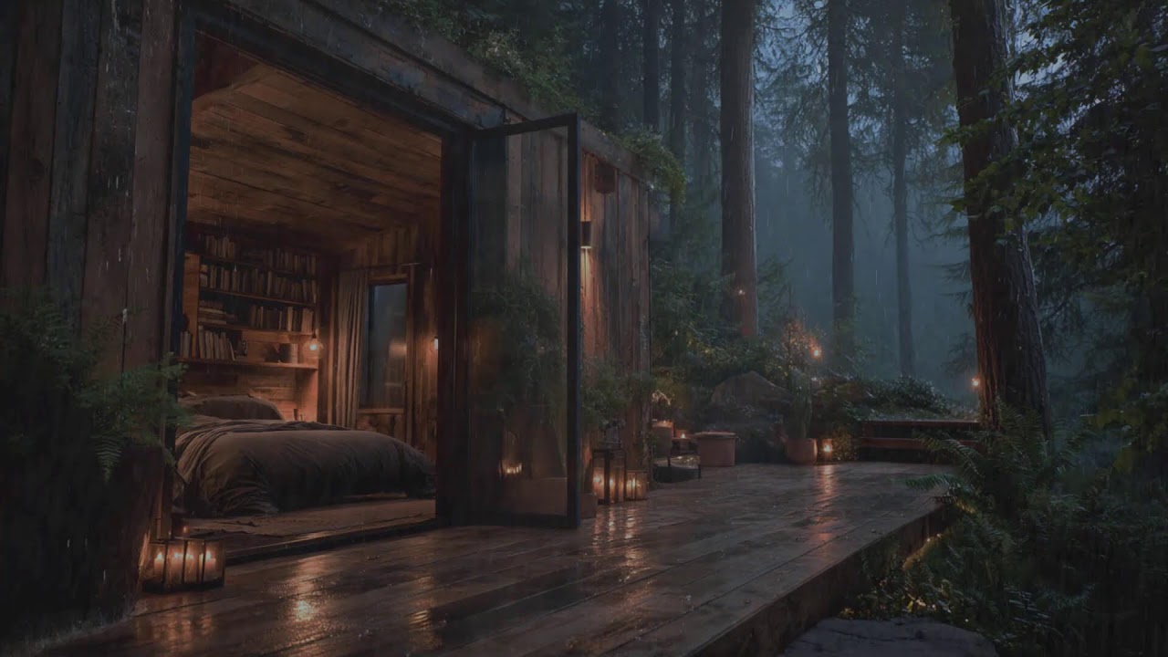 🌧️Rainy Night in a Forest Cabin Calming Rain Sounds for Deep Sleep & Relaxation