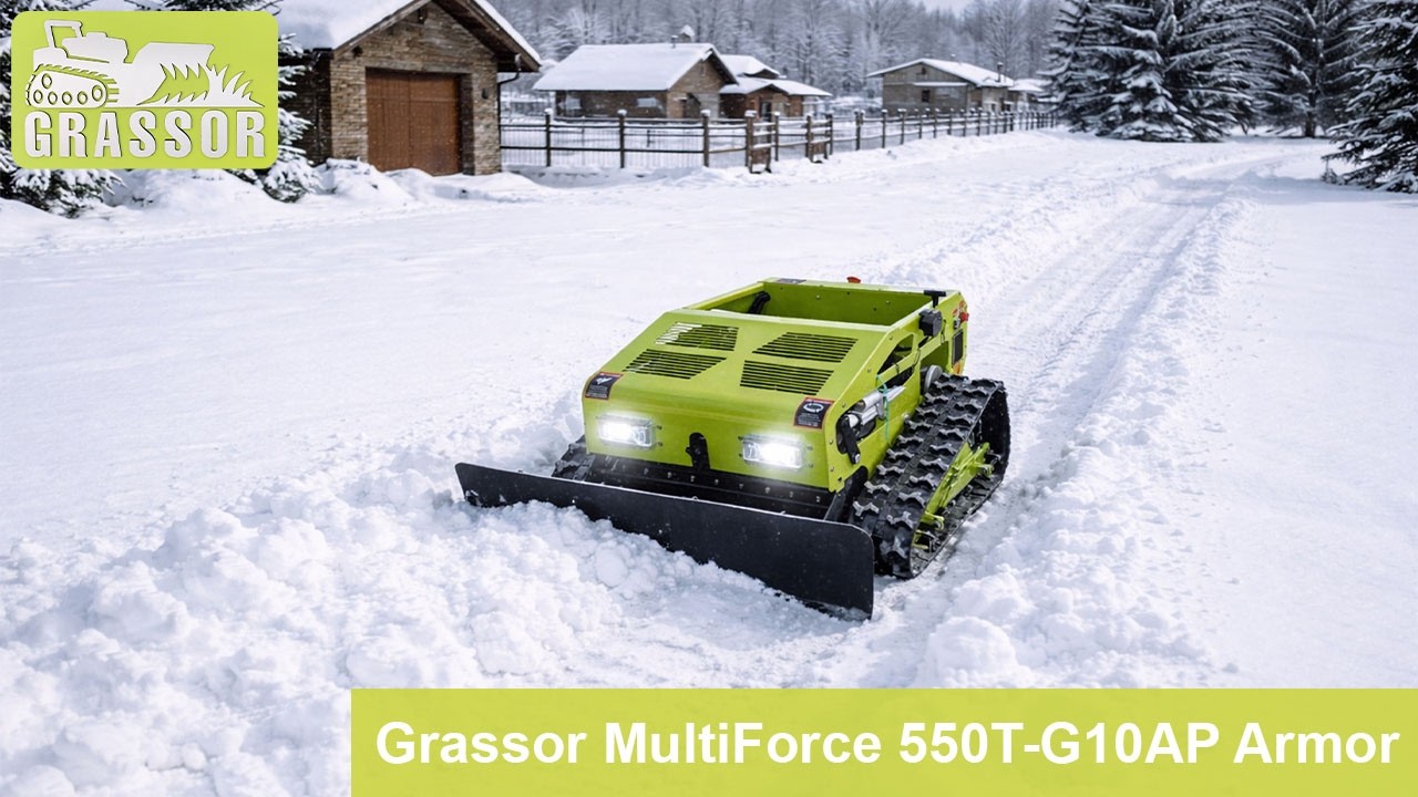 Grassor MultiForce 550T-G10AP Armor &ndash; robot koszący z pługiem | Pokaz funkcji