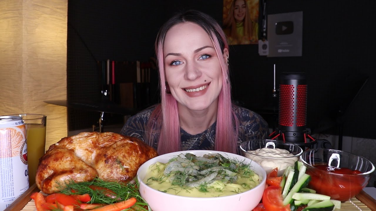 MUKBANG | Курица гриль, пюре, овощи | Grilled chicken, puree, vegetables не ASMR