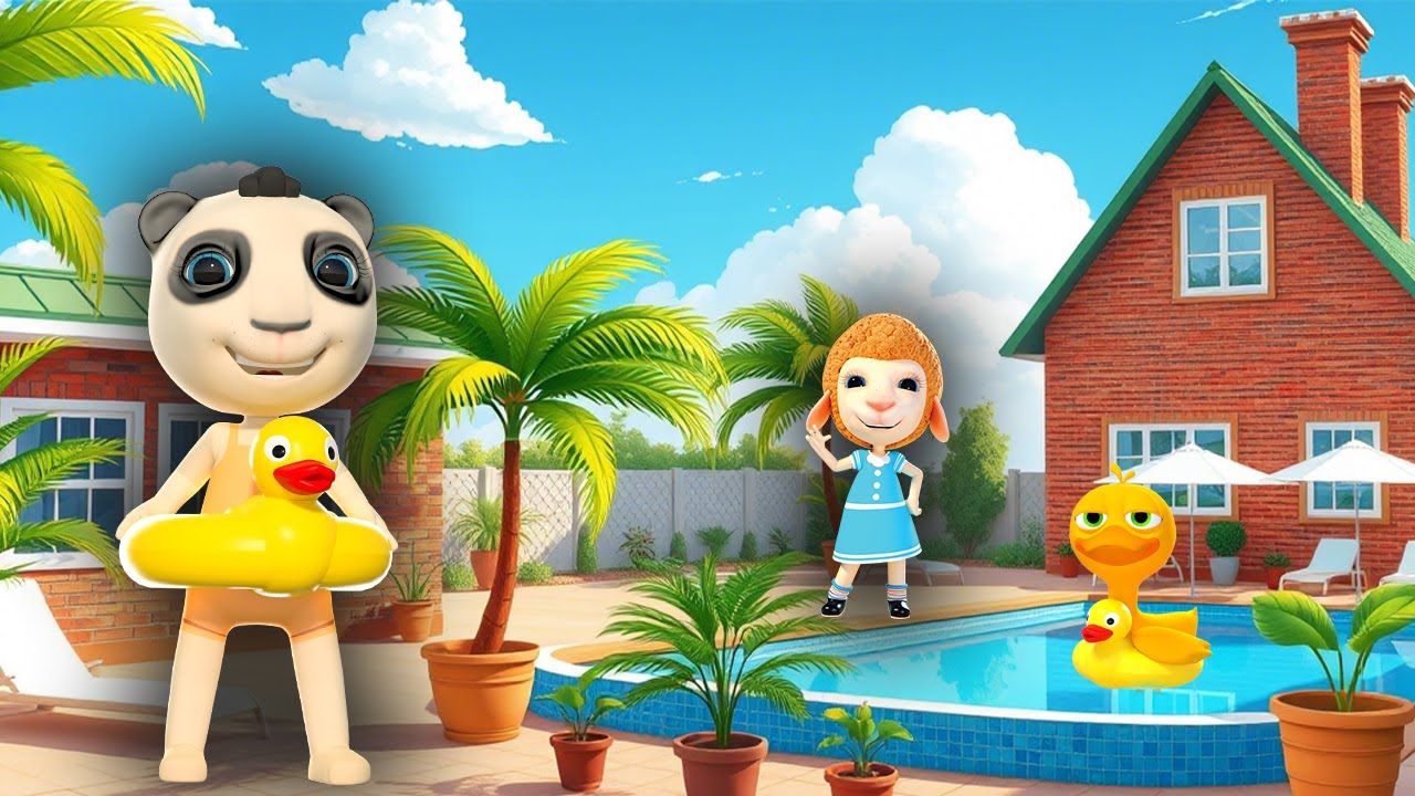 Abenteuer Im Pool 🏊‍♂️ Das Erste Mal Schwimmen 😊Cartoon für Kinder