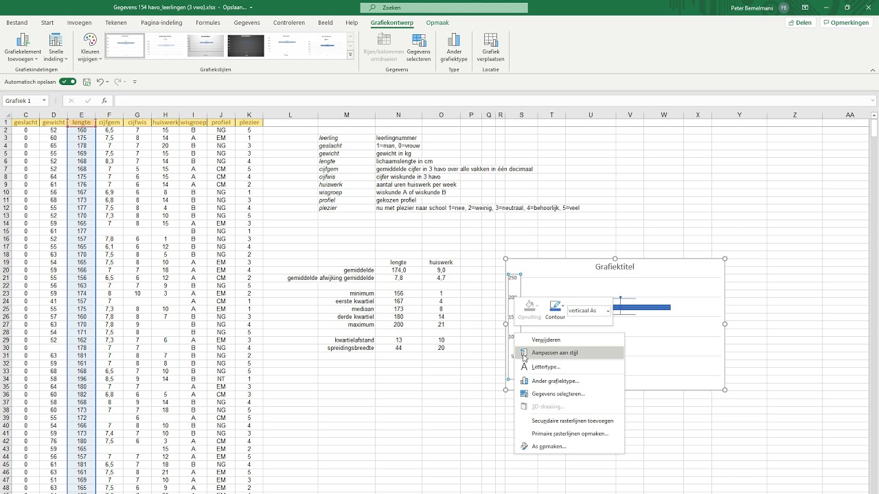 3 vwo centrum en spreidingsmaten in Excel