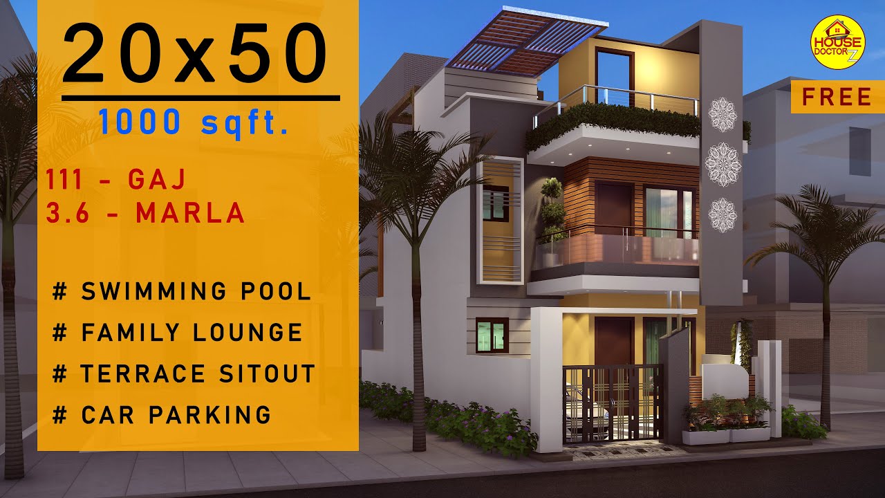 3D Home Design | 20*50 Feet | Luxury Interior | Swimming Pool | 20x50 House Plan | HouseDoctorZ