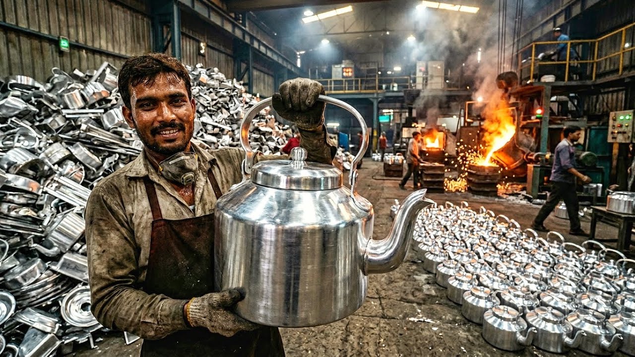 How Pakistani Workers Turn Scrap Aluminum into Beautiful Tea Kettles | Factory Documentary
