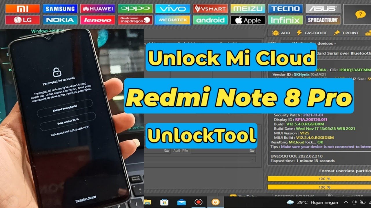 Bypass mi cloud redmi note 8 pro (begonia) via unlocktool