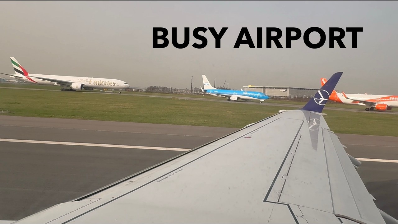 Busy Schiphol! LOT E175 Flight with Heavy Traffic & Close Departures