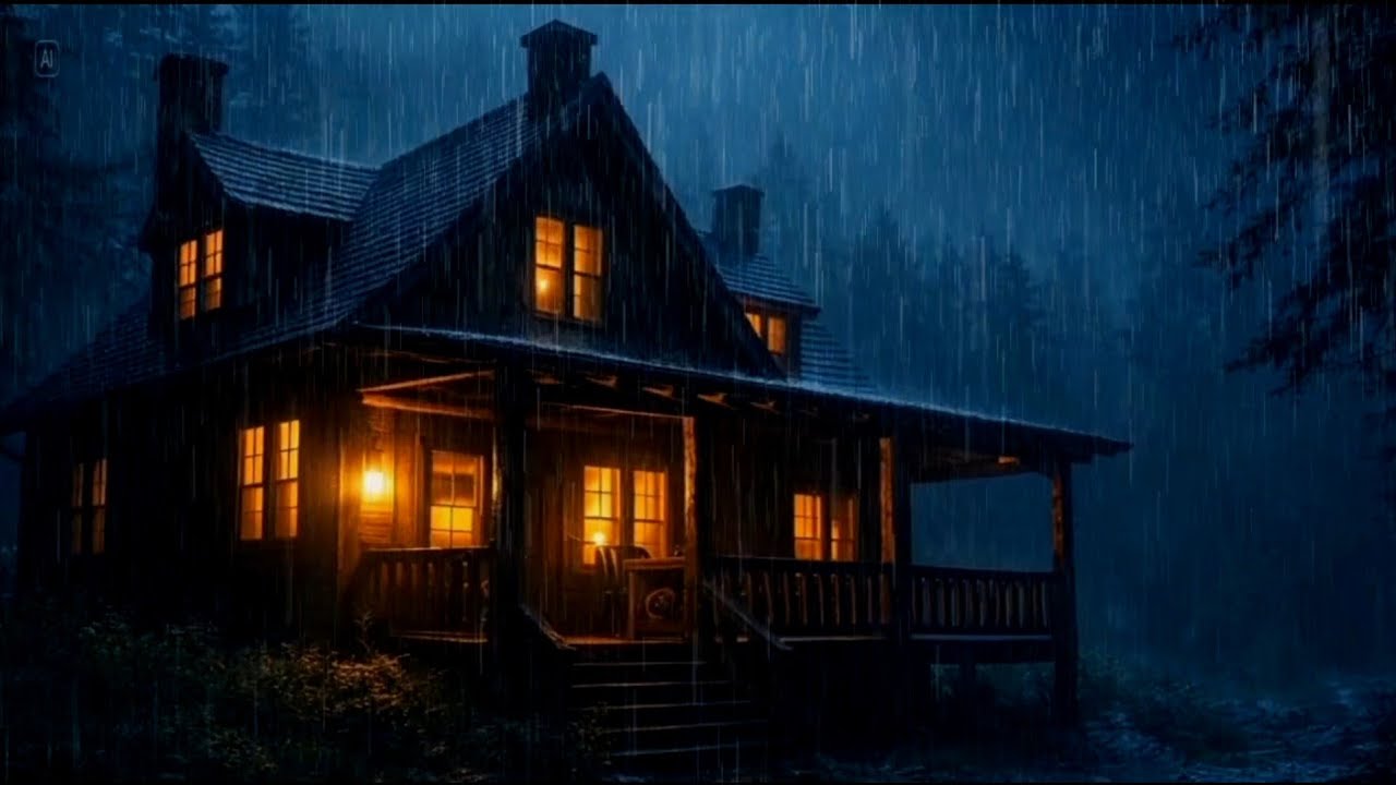 ASMR Cozy Cabin in Heavy Rain | NO ADS | Deep Sleep Sounds