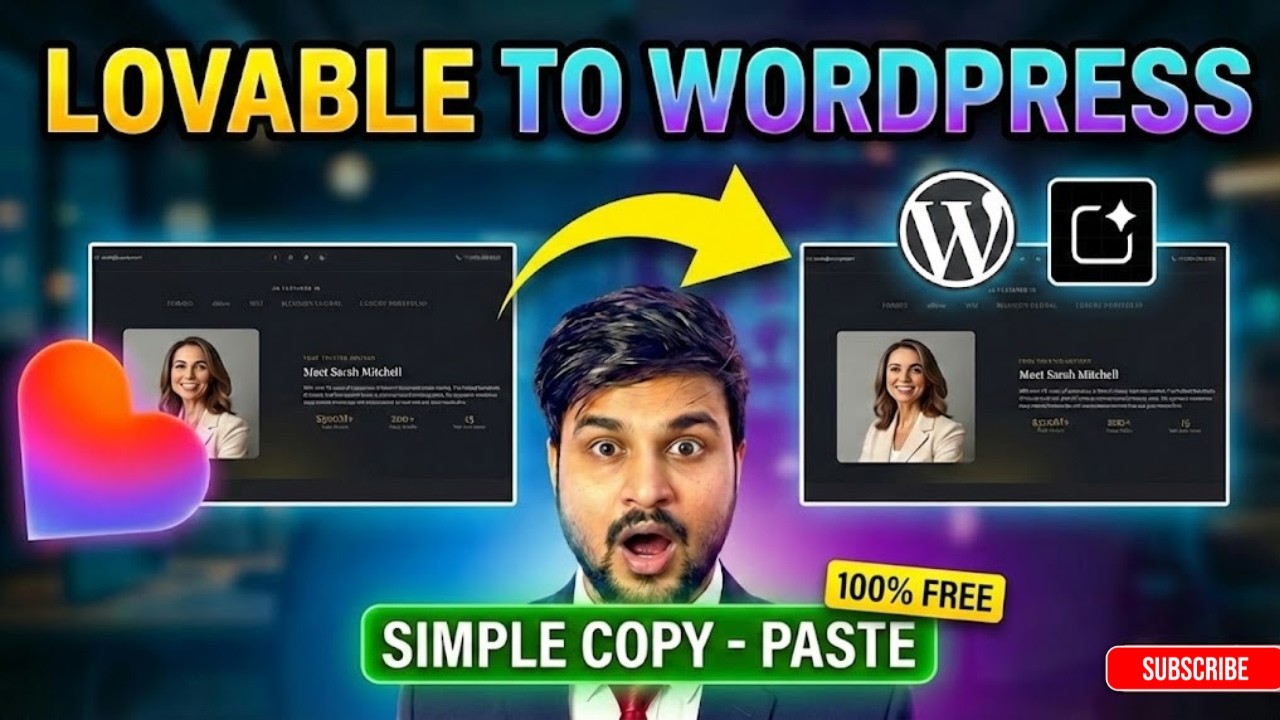 Lovable To Wordpress In Minutes : 100% Free & Editable ( NO CODE + GOOGLE AI STUDIO )