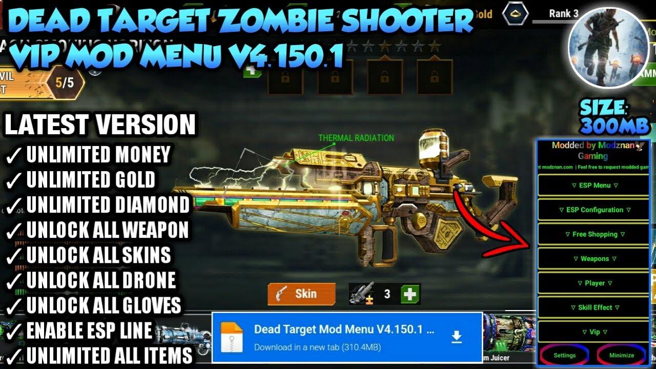 Dead Target Vip Mod Menu Version 4.150.1 | Unlimited Money & Diamond Unlock All Weapons & Skins