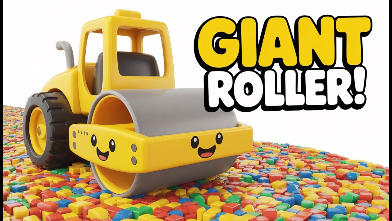 Giant Road Roller Crush Cars 🚧 | Tiny Cars Toy Crushing | Fun Construction Toys for Kids