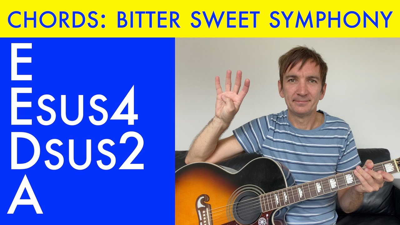 How to play Bitter Sweet Symphony chords (By The Verve) on acoustic guitar (Song with 4 chords)