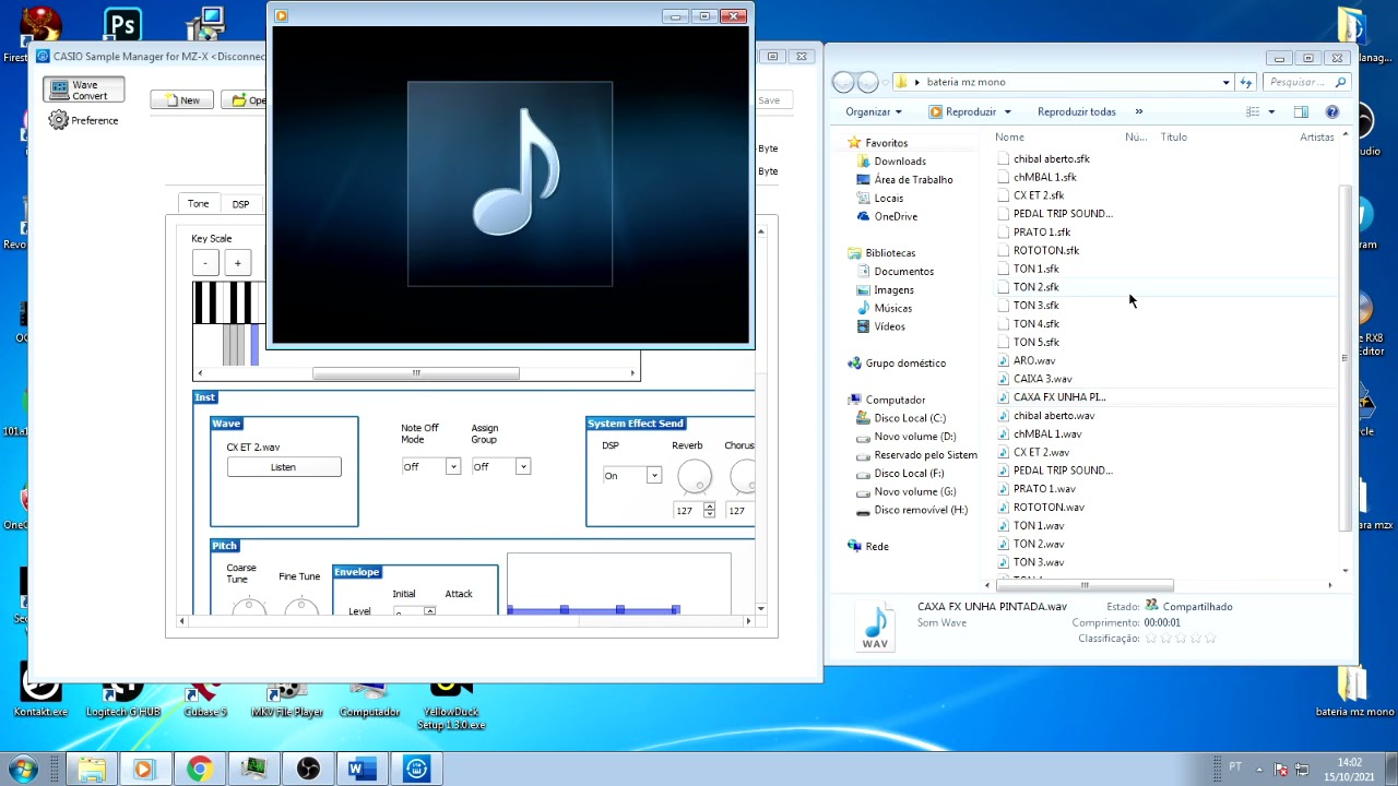 Casio Mzx 500 ( SampleManager ) criando um pack de uma bateria simples