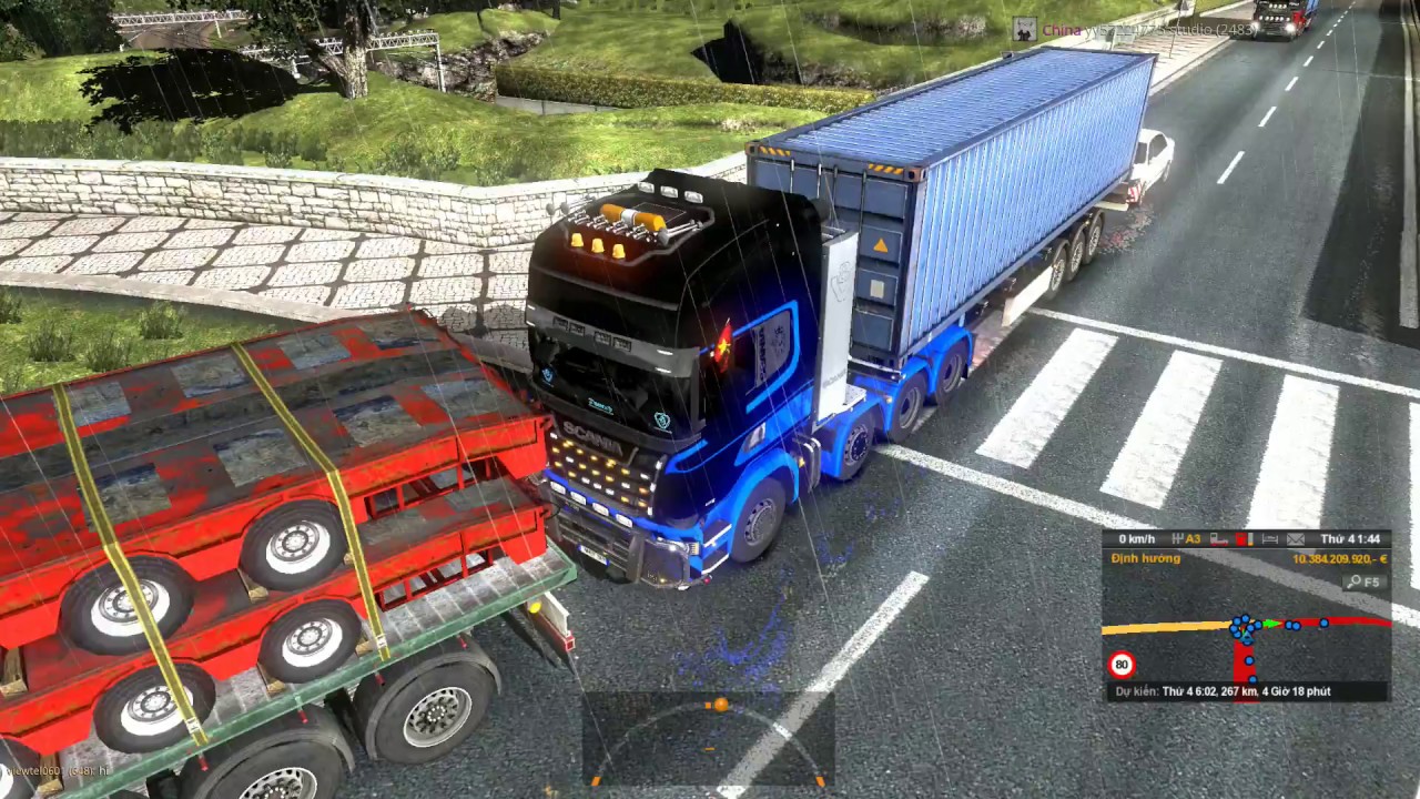 ETS2 Online - Chở dầu nhớt tới th&agrave;nh phố Paris trong thời tiết mưa b&atilde;o | ND Gaming