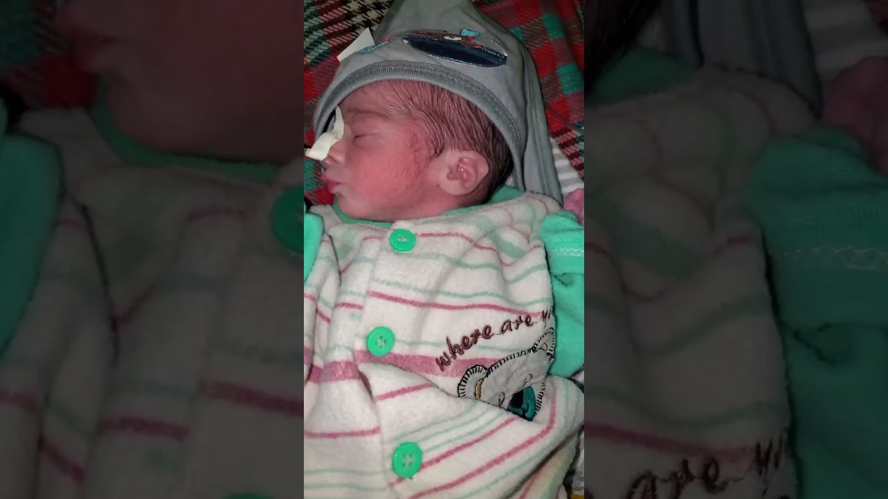 This newborn baby is completely healthy, but we have kept him/her on oxygen for some time