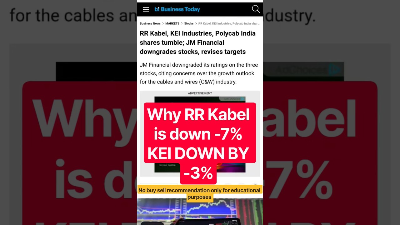 Why RR Kabel stock is falling | RR Kabel stock news today | KEI Industries share news today