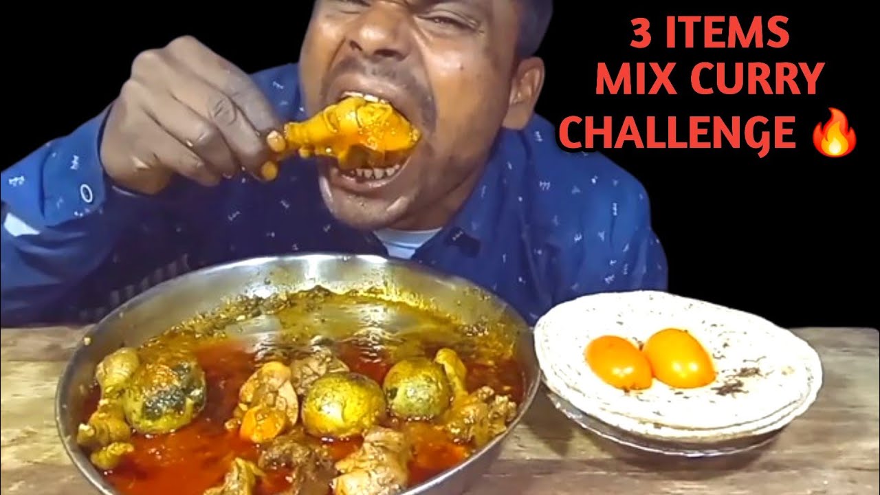 Eating Chicken Curry, Chicken Feet & Egg Mixed Curry 🍗🥚🔥 | Indian ASMR Mukbang Challenge