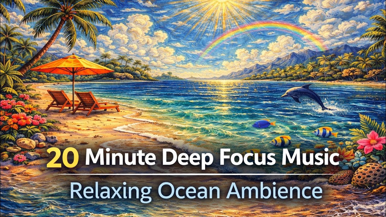  20 Minute Deep Focus Study Music | Relaxing Ocean Ambience