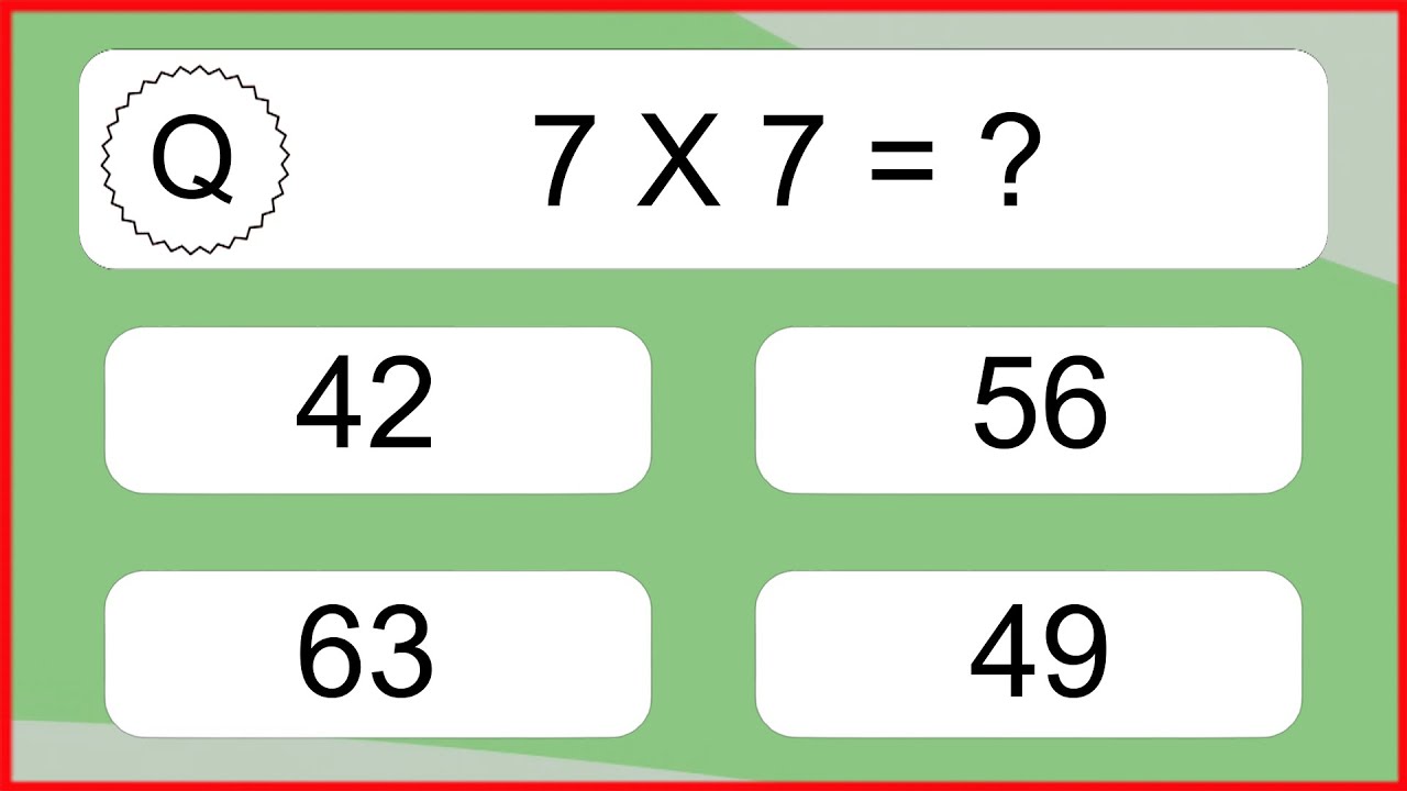 20 Multiplication Quiz Exercises for Kids