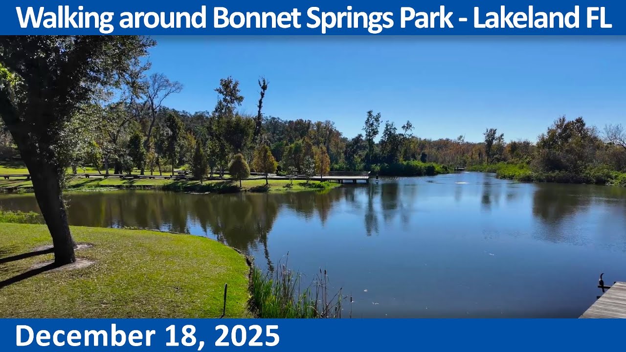 Walking around Bonnet Springs Park at 400 Bonnet Springs Blvd in Lakeland Florida