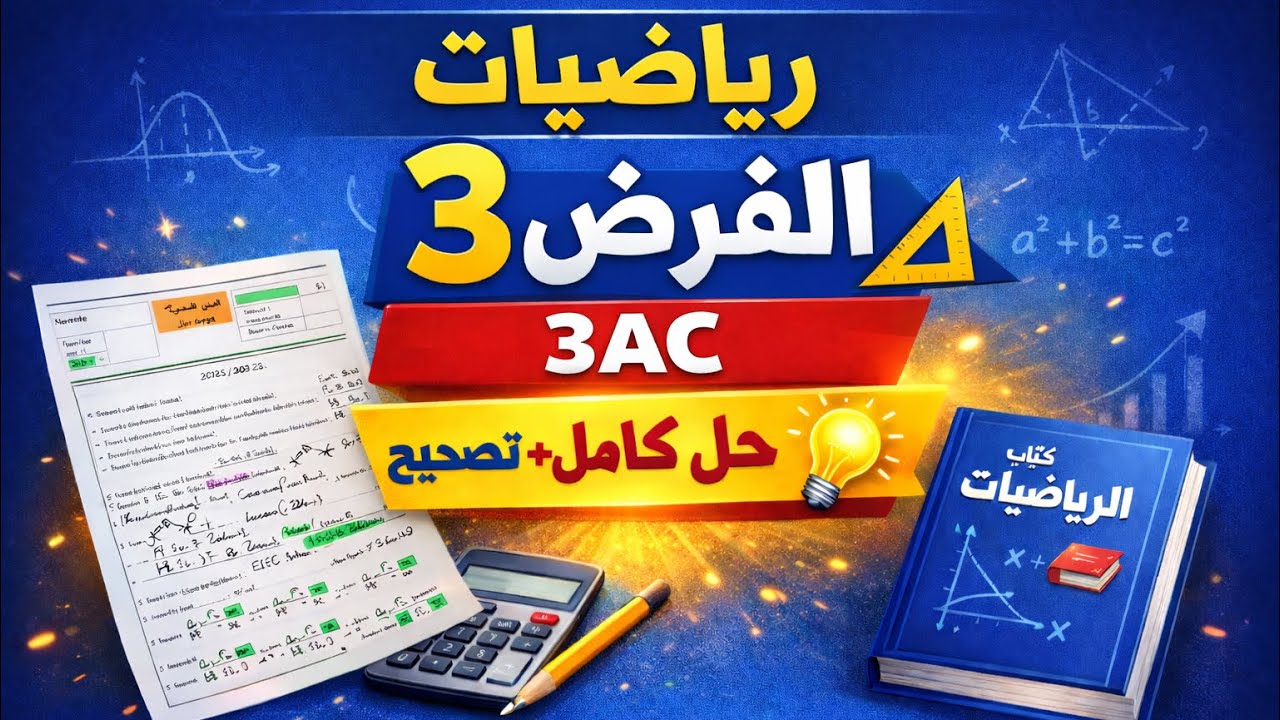 🎯الفرض 3 رياضيات الثالثة إعدادي (الدورة الأولى)🔥 الحل الكامل