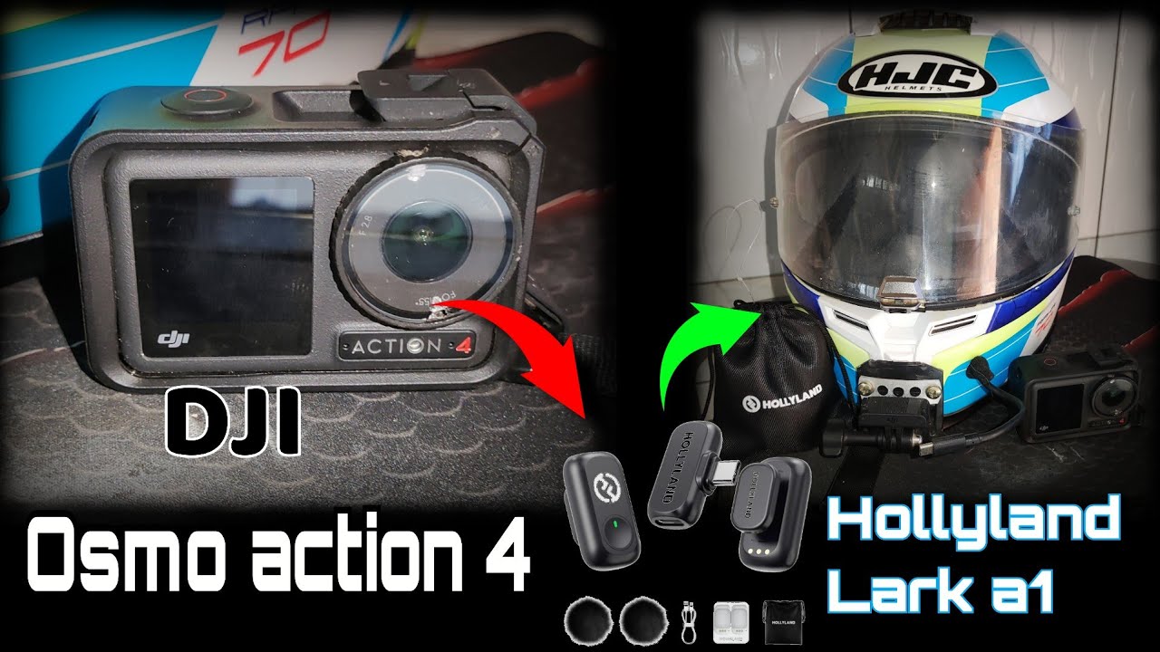 COMO eu INSTALEI a OSMO ACTION 4 + MIC HOLLYLAND LARK A1 no CAPACETE #motovlog #djiosmo #hollyland 