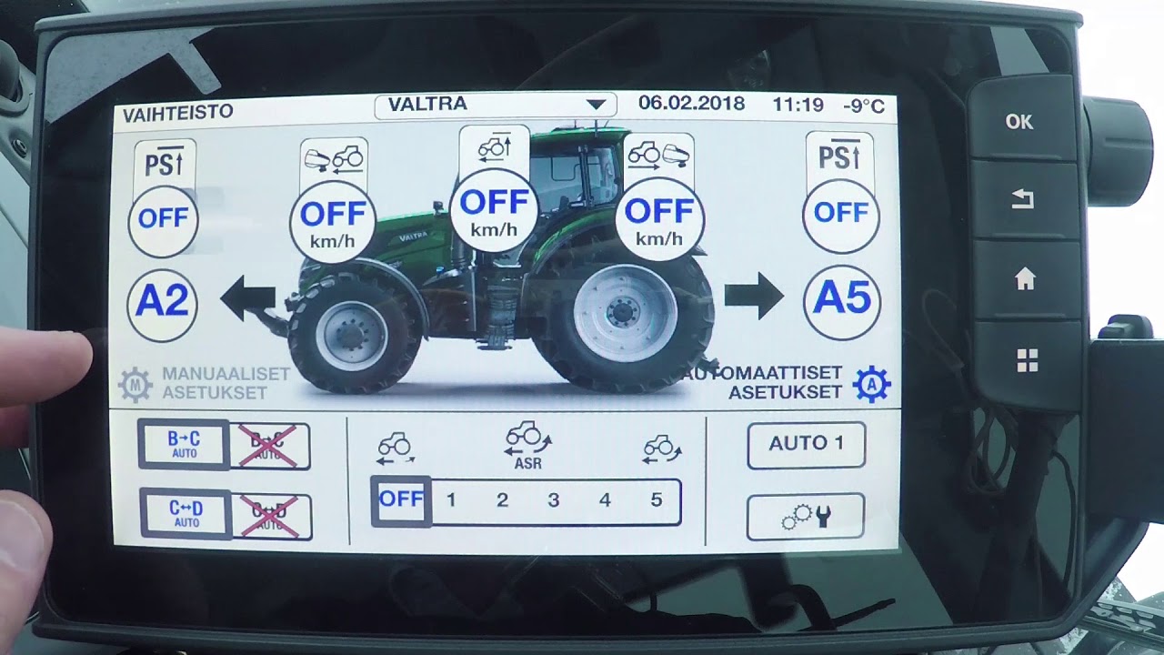 Valtra SmartTouch voimansiirto, automaattiohjaus ja muistinapit