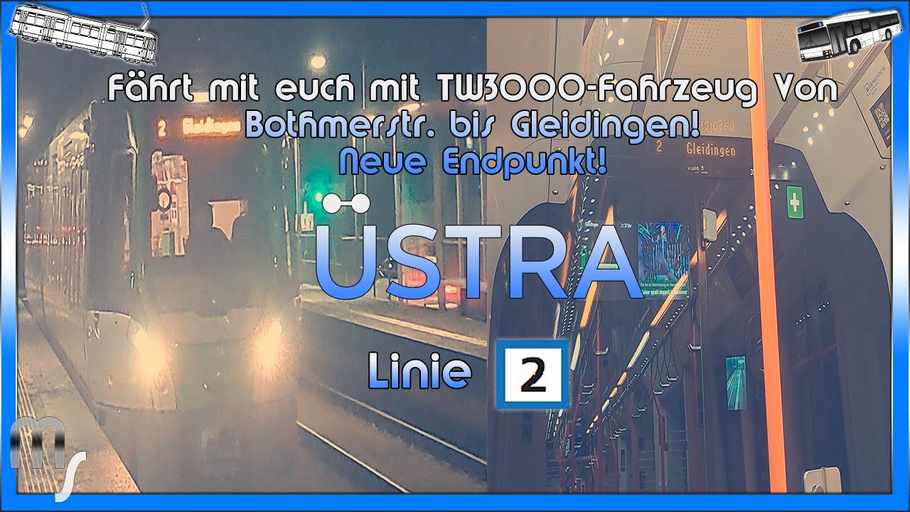 Mitfahrt TW 3000 als Linie 2🚇(11.01.2025) von Bothmerstr. bis Gleidingen! (Neue Endpunkt)