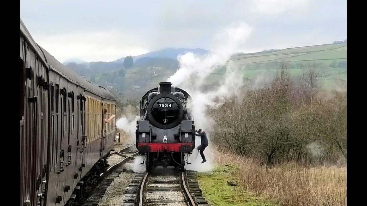 75014 'Braveheart' STORMS up the bank to Ipstones!!!!! GREAT day, Churnet Valley Rly. 17th Feb 2024