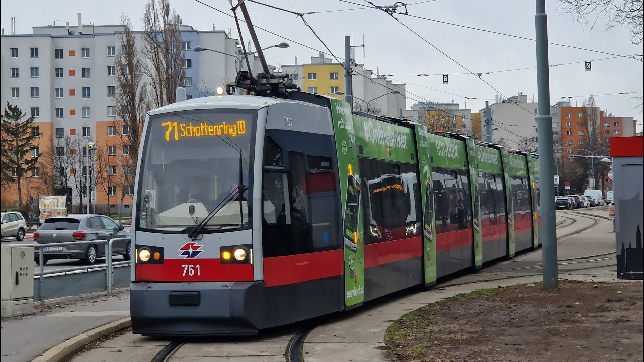 Straßenbahn Wien | Mitfahrt in der kompletten 71 von U Schottenring bis Kaisersebersdorf im ULF 761