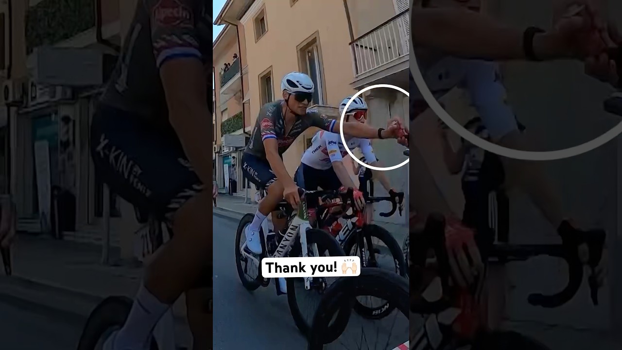 Sharing is caring! Van der Poel is given a coke🥤#fyp #cycling #cyclingshorts