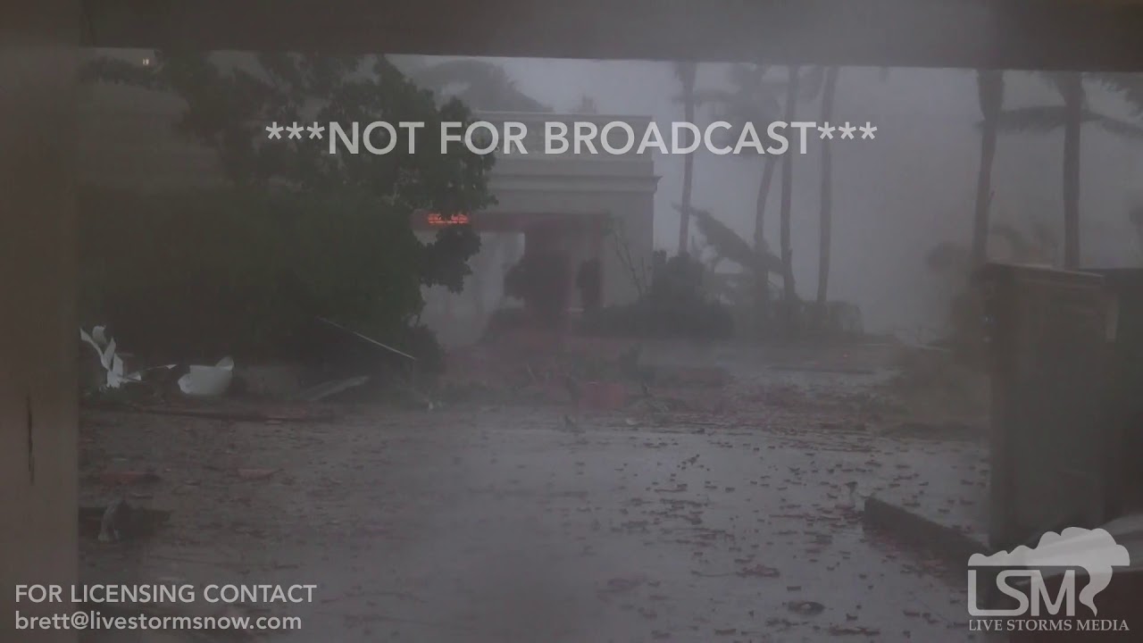 9-20-2017 San Juan, Puerto Rico Hurricane Maria Eye Wall extreme wind, debris