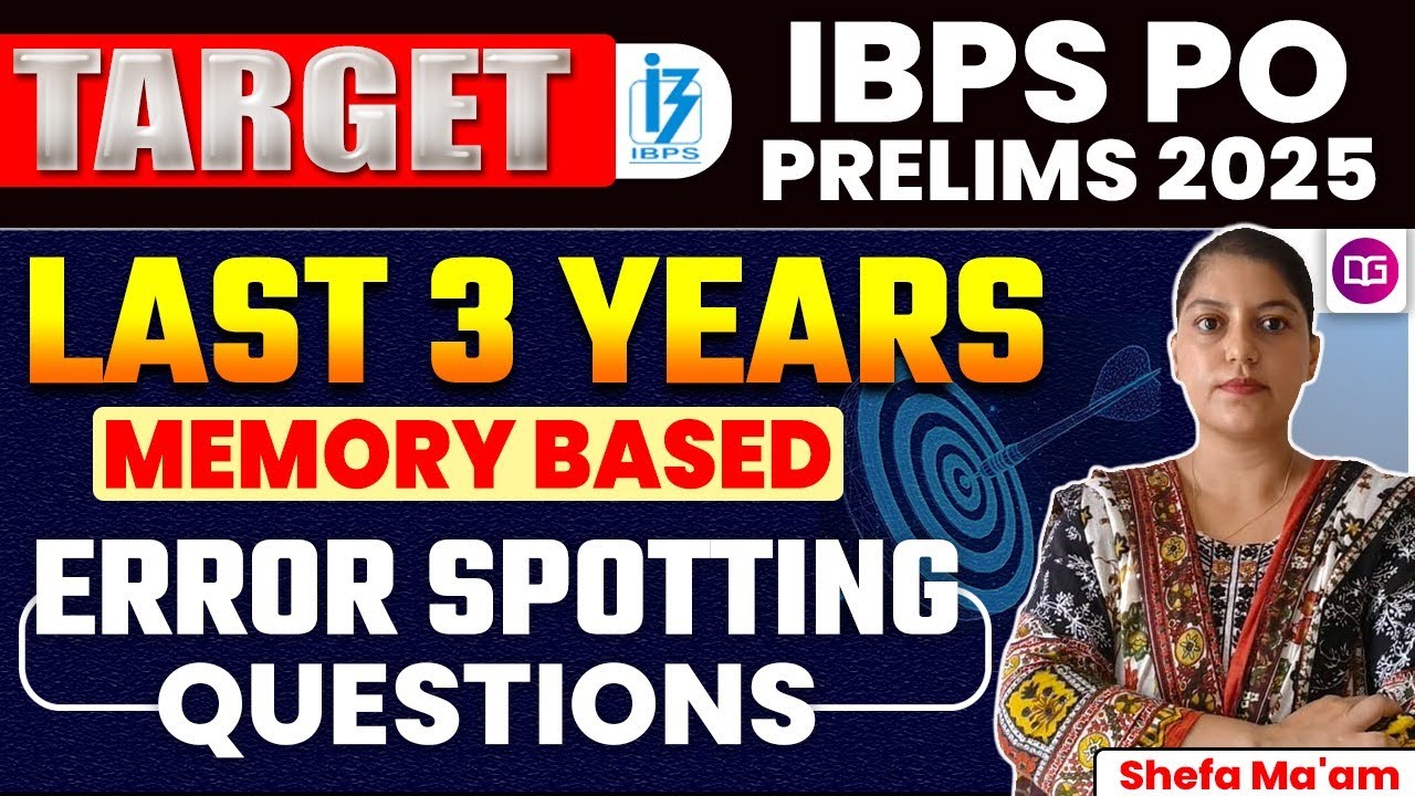 IBPS PO Prelims 2025 | Last 3 Years Memory Based Error Spotting Ques |English Practice  By Shefa Mam