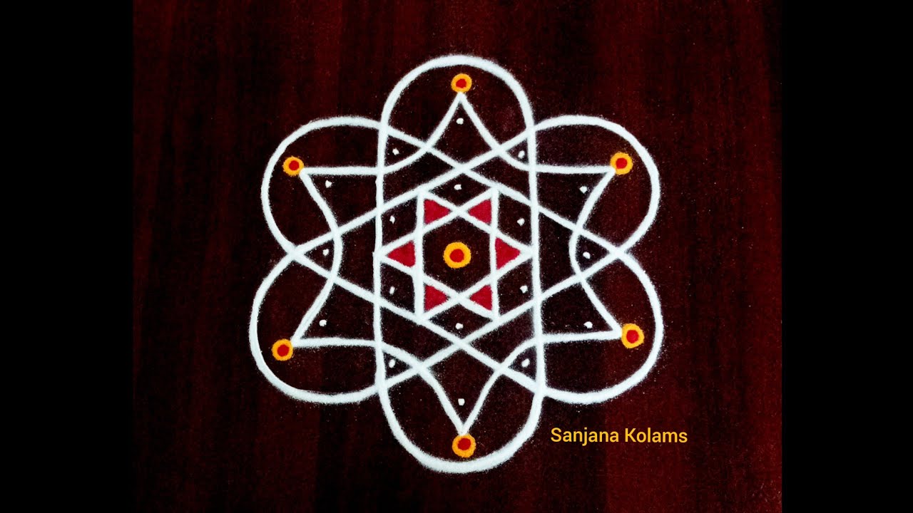 2562. 5 Dot Simple and Beautiful KambiKolam/ LatestMuggu /FridayRangoli PandagaMuggu FestivalRangoli
