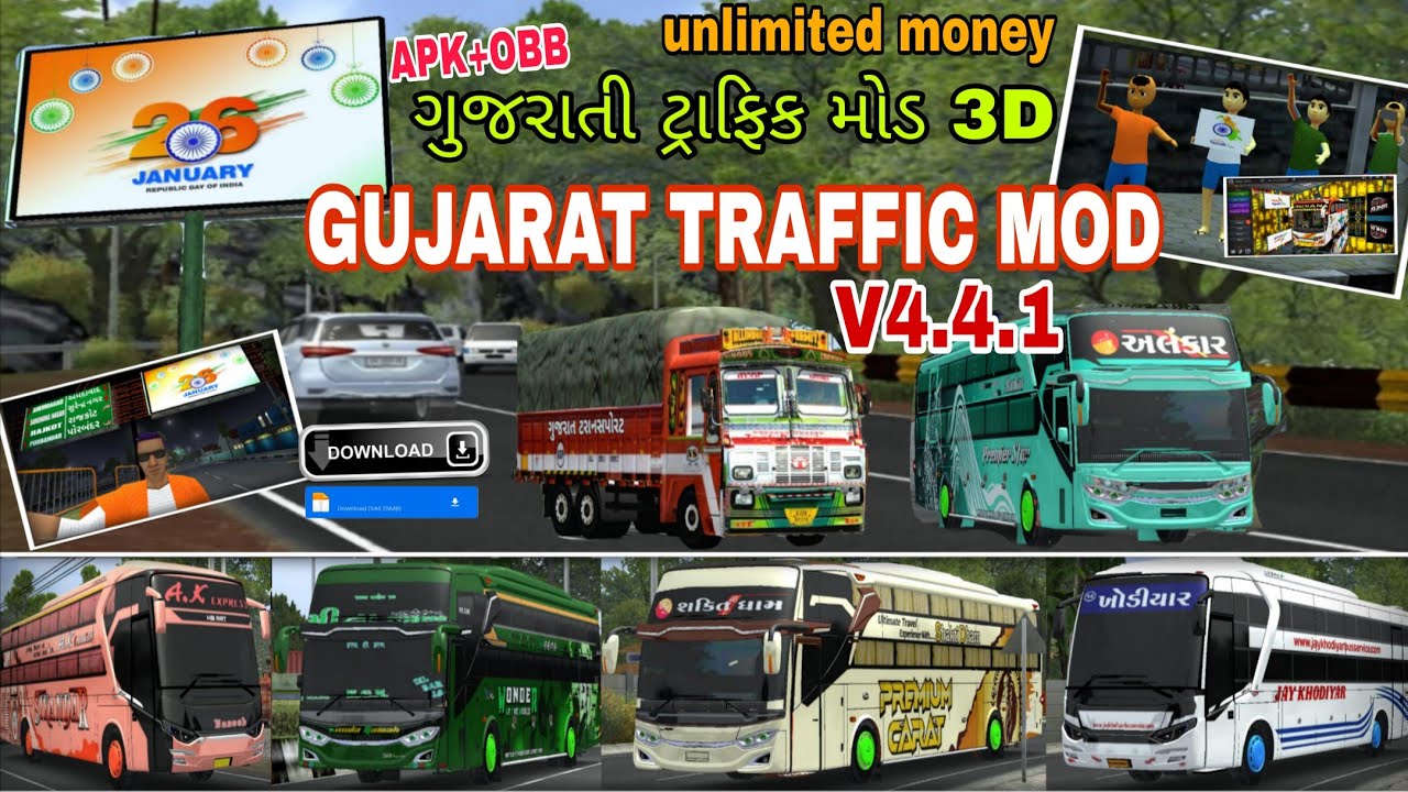 Release V4.4.1Gujarat 3D traffic unlimited money | new Gujarat traffic mod apk+obb v4.4.1 !