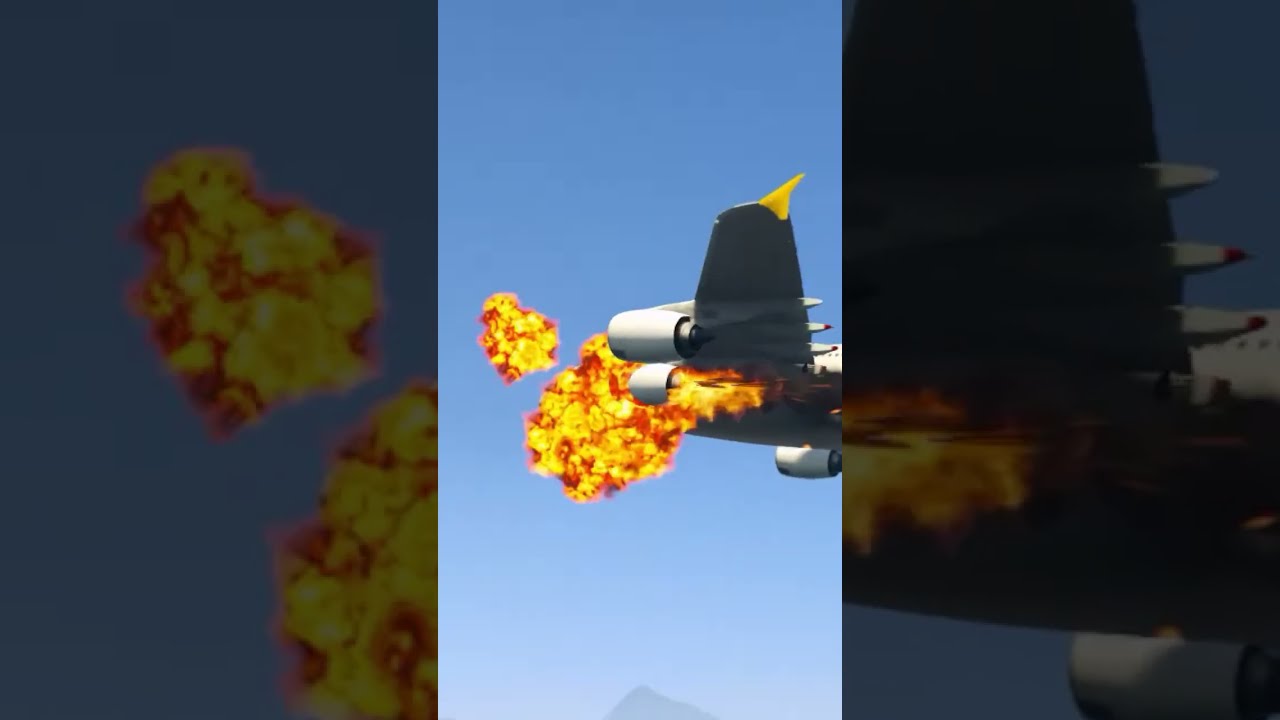 A320 Plane Caught Fire in Air After Engines Failure and Emergency Landing in Military Base - GTA 5
