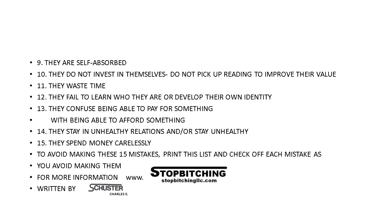 USB LEARN AND AVOID THE 15 MISTAKES YOUNG PEOPLE MAKE