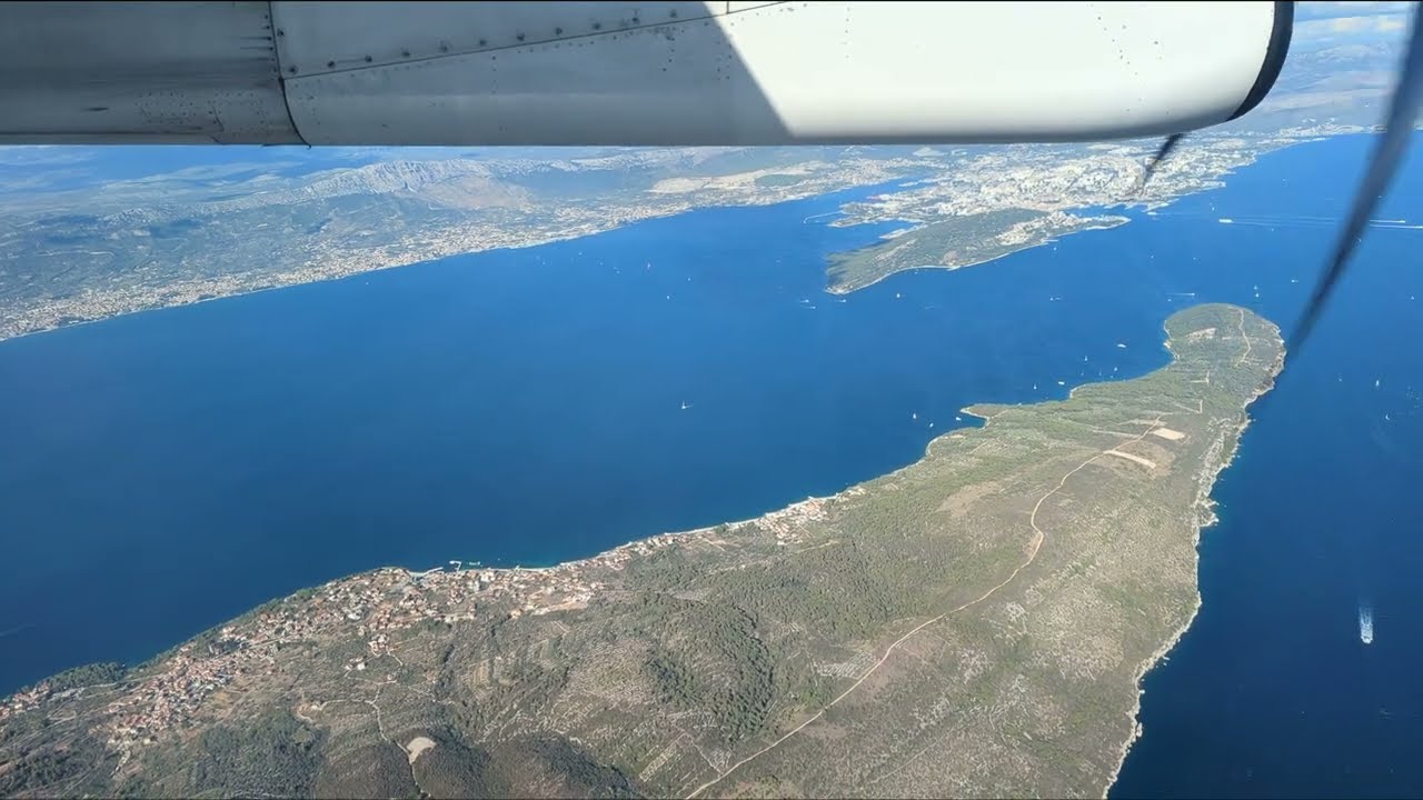 Landing in Split Airport in a Croatia Airlines De Havilland Dash 8-400