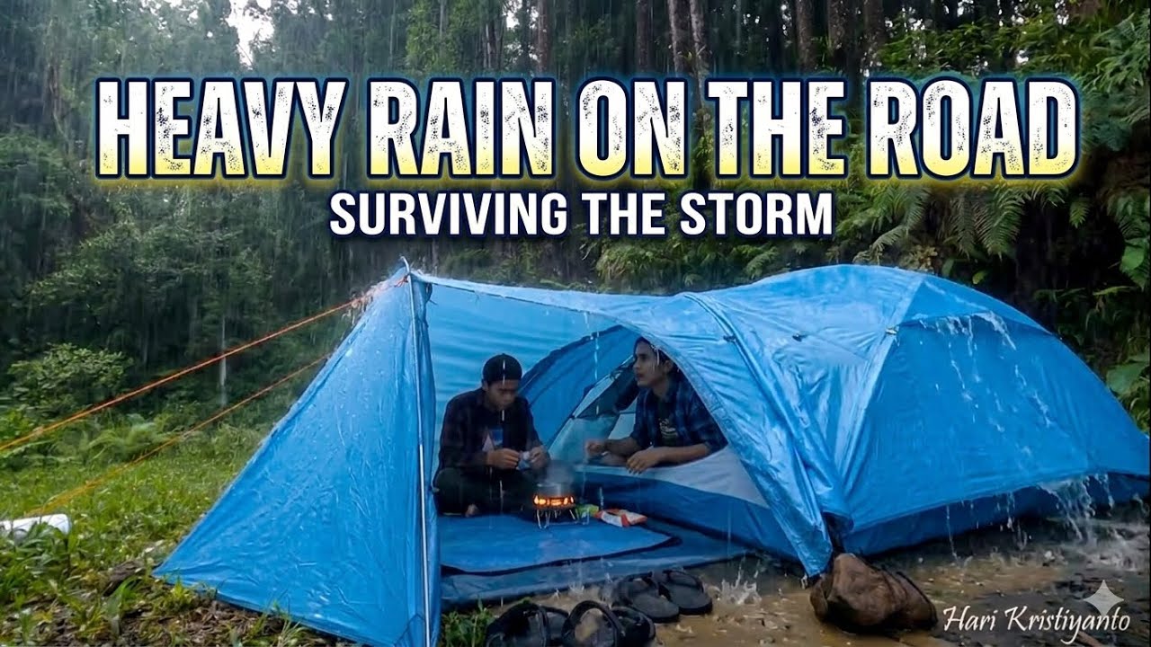 Not Solo Camping in Heavy Rain | Cooking & Sleeping Sounds