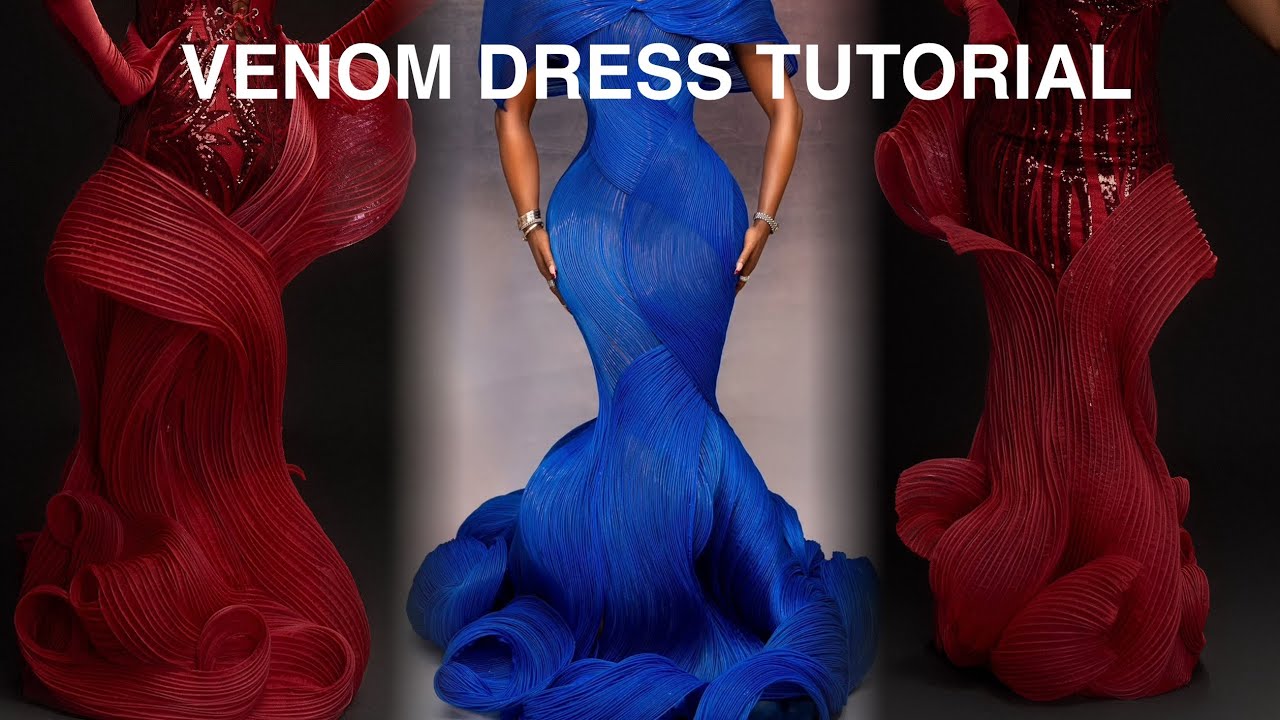 HOW TO SEW A STRUCTURED SPIRAL DRESS WITH ORGANDI / TRENDY VENOM DRESS WITH ORGANZA AND FISHING LINE