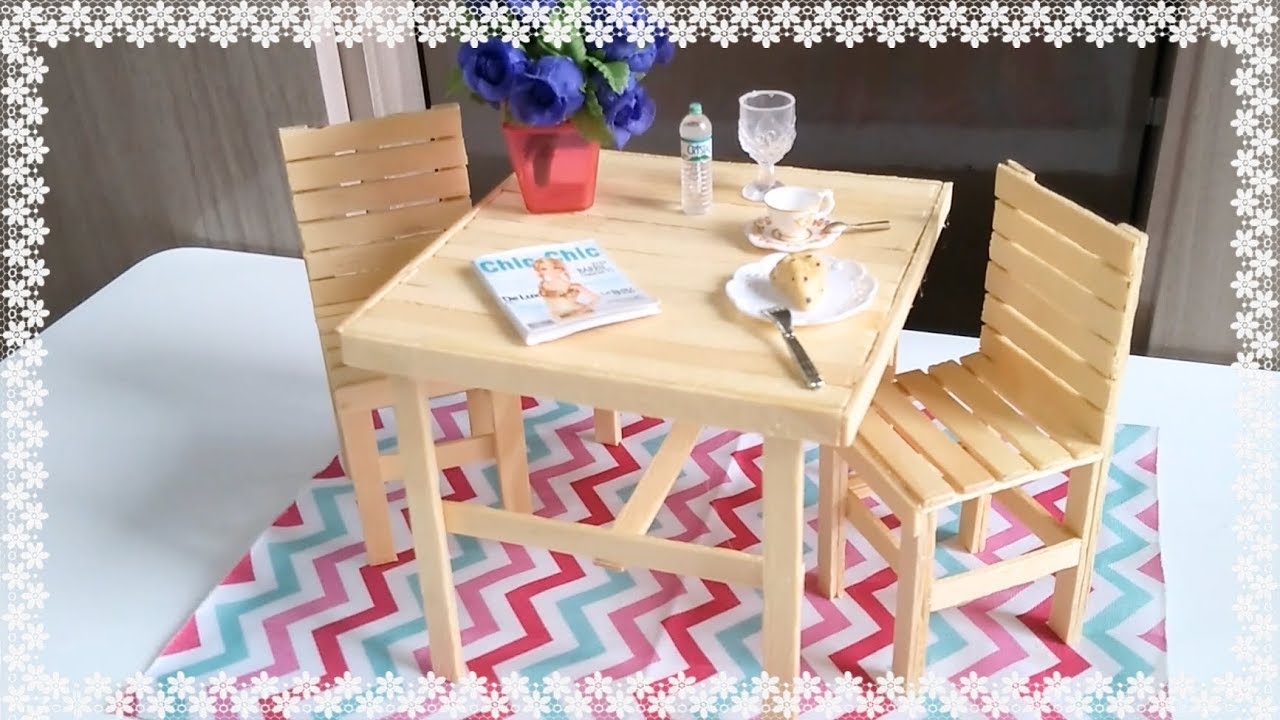 Tutorial Mesa e Cadeiras com Palitos de Picolé